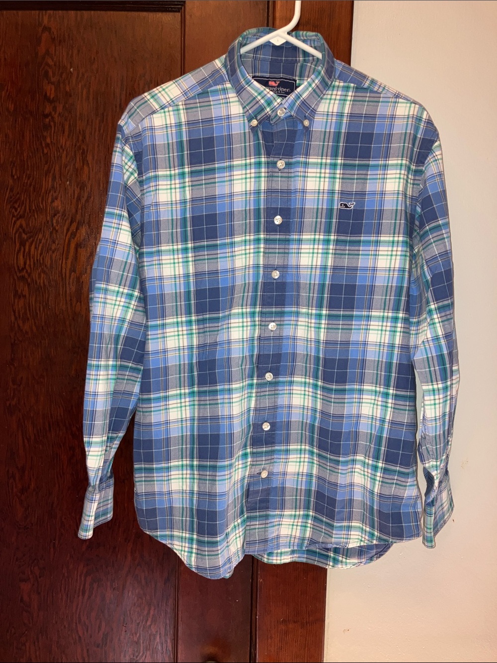 Men's VINEYARD VINES Blue Whale 100% COTTON Semi Flannel Plaid Shirt